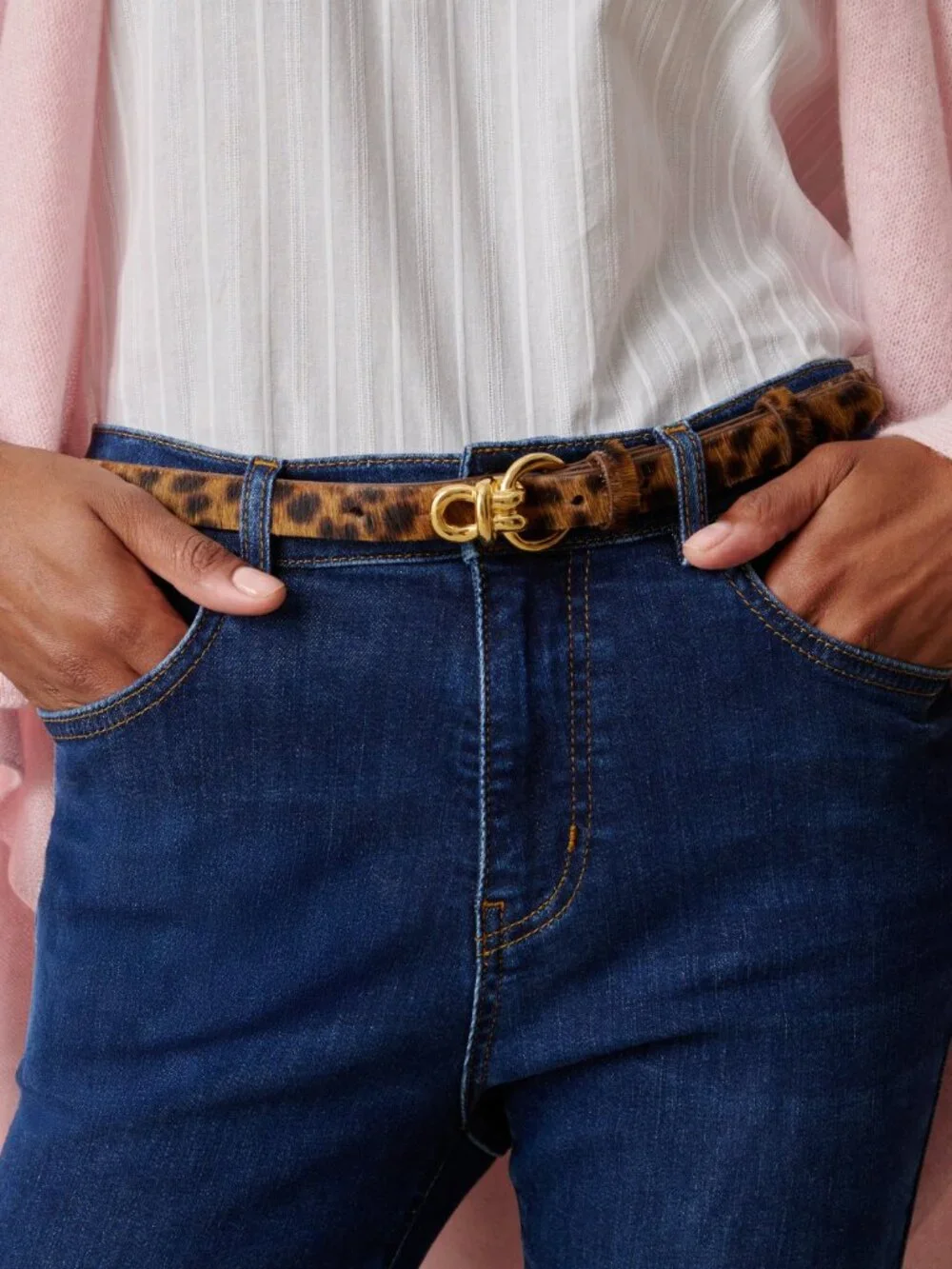 J.McLaughlin Brown Leopard Natalie Pony Hair Belt XS. NWT